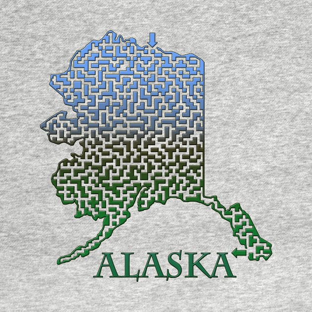 Alaska State Outline Mountain Themed Maze & Labyrinth by gorff